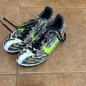 Nike Multicolor Track Shoes with Neon Green Swoosh